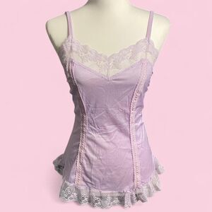 Vintage Lilac Lace Trim Lingerie Tank